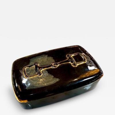 Paolo Gucci Gucci Ceramic Catchall with Gilt Box Italy 1980s