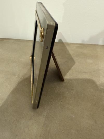 Paolo Gucci Large Italian Picture Frame with Gucci Brass Stirrup Motif 1970s