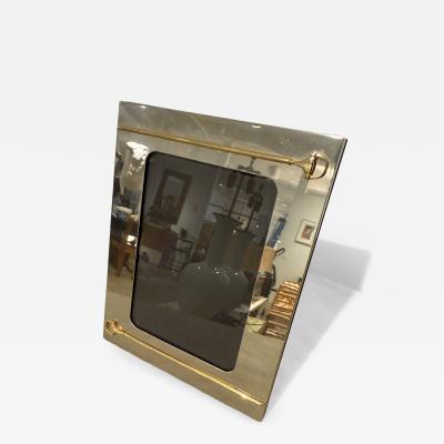Paolo Gucci Large Italian Picture Frame with Gucci Brass Stirrup Motif 1970s