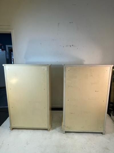 Paolo Gucci MODERN CREAM LACQUER AND BRASS TRIM HIGH CHESTS DESIGNED BY PAOLO GUCCI