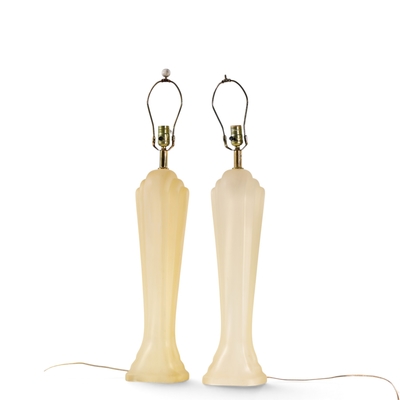 Paolo Gucci Paolo Gucci Mid Century Frosted Resin Table Lamps Pair