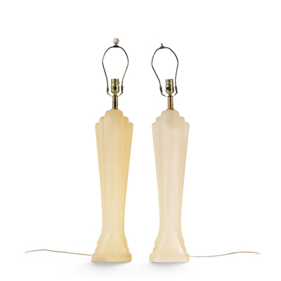 Paolo Gucci Paolo Gucci Mid Century Frosted Resin Table Lamps Pair