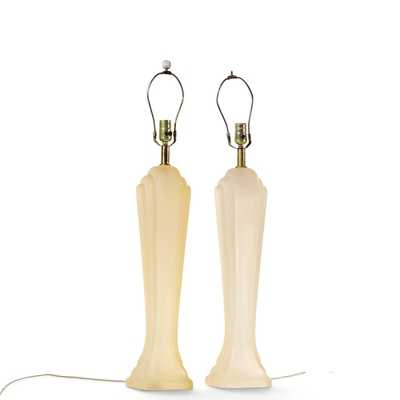 Paolo Gucci Paolo Gucci Mid Century Frosted Resin Table Lamps Pair