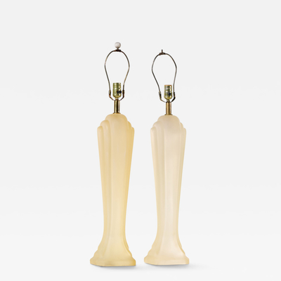 Paolo Gucci Paolo Gucci Mid Century Frosted Resin Table Lamps Pair
