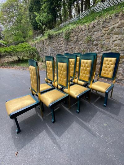 Paolo Gucci RARE MAGNIFICIENT OPULENT SUITE OF TEN DINING CHAIRS DESIGNED BY PAOLO GUCCI