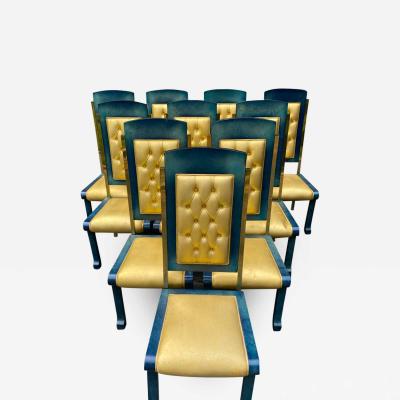 Paolo Gucci RARE MAGNIFICIENT OPULENT SUITE OF TEN DINING CHAIRS DESIGNED BY PAOLO GUCCI