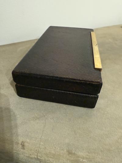 Paolo Gucci Vintage Gucci Leather Box with Brass and Wood Handle Italy 1980s