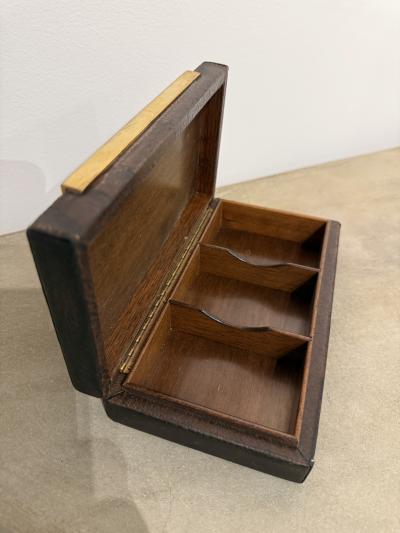 Paolo Gucci Vintage Gucci Leather Box with Brass and Wood Handle Italy 1980s