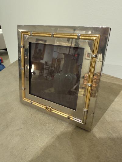 Paolo Gucci Vintage Italian Gucci Brass Chrome Square Picture Frame 1980s