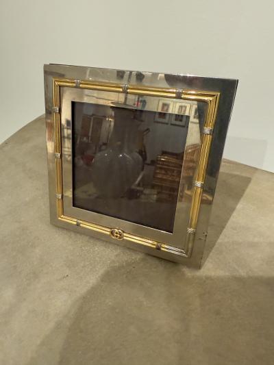 Paolo Gucci Vintage Italian Gucci Brass Chrome Square Picture Frame 1980s