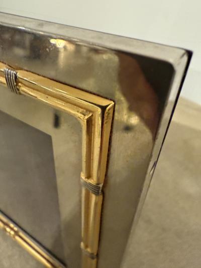 Paolo Gucci Vintage Italian Gucci Brass Chrome Square Picture Frame 1980s