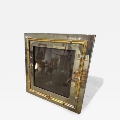 Paolo Gucci Vintage Italian Gucci Brass Chrome Square Picture Frame 1980s