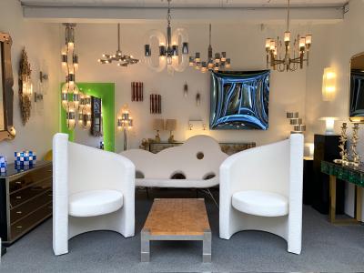 Paolo Pallucco Pair of Leaf Armchairs Boucl Fabric Italy 1980s