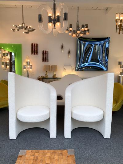 Paolo Pallucco Pair of Leaf Armchairs Boucl Fabric Italy 1980s