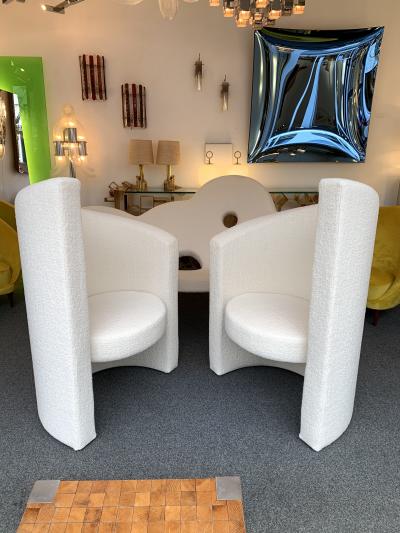 Paolo Pallucco Pair of Leaf Armchairs Boucl Fabric Italy 1980s