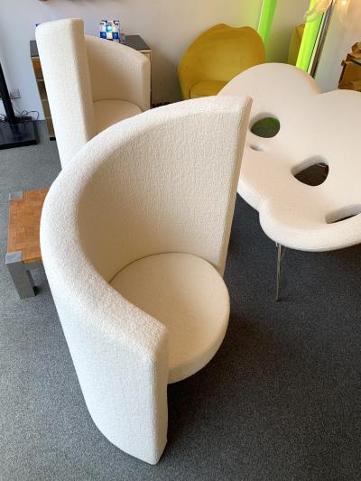 Paolo Pallucco Pair of Leaf Armchairs Boucl Fabric Italy 1980s