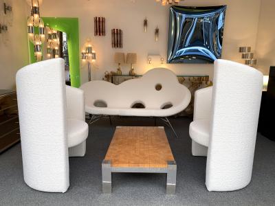 Paolo Pallucco Pair of Leaf Armchairs Boucl Fabric Italy 1980s