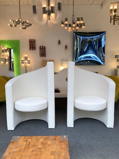 Paolo Pallucco Pair of Leaf Armchairs Boucl Fabric Italy 1980s