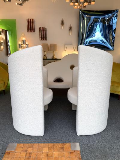 Paolo Pallucco Pair of Leaf Armchairs Boucl Fabric Italy 1980s