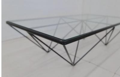 Paolo Piva 1980s Steel and Glass Rectangular Coffee Table Alanda by Paolo Piva for B B