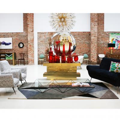 Paolo Piva Mid Century Modern Paolo Piva Glass Top and Metal Base Italian Coffee Table