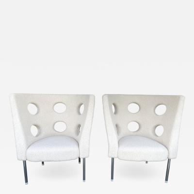 Paolo Rizzatto Contemporary Pair of Armchairs Boucl Fabric by Paolo Rizzatto Italy