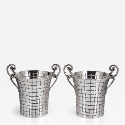 Paolo Scavia Mid 20th Century Silver Champagne Cooler Pair by Paolo Scavia Italy 1945 1950