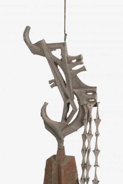 Paolo Soleri Monumental Paolo Soleri Brutalist Bronze Bell with Cast Aluminum Spine 1960