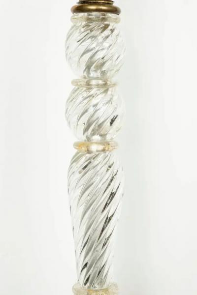 Paolo Venini Clear Murano Glass Floor Lamp Infused with Gold