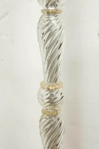 Paolo Venini Clear Murano Glass Floor Lamp Infused with Gold