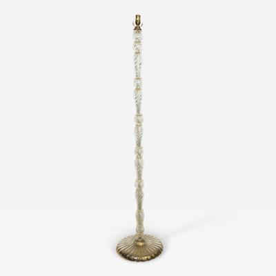 Paolo Venini Clear Murano Glass Floor Lamp Infused with Gold