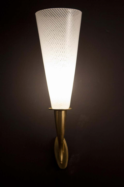 Paolo Venini Elegant Pair of Venini Reticello Sconces or Wall Lights Carlo Scarpa Style 1940