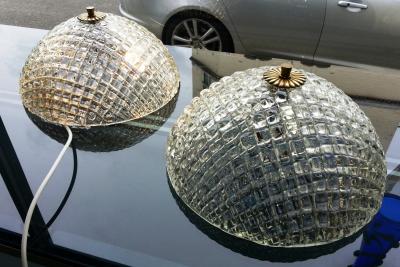 Paolo Venini Flush Mount in Murano Vetro Diamante