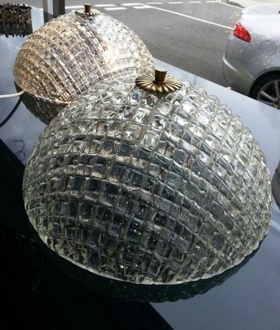 Paolo Venini Flush Mount in Murano Vetro Diamante