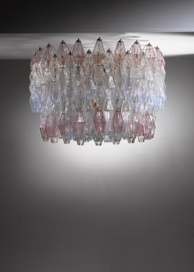 Paolo Venini Large Paolo Venini Murano Glass Poliedri Chandelier