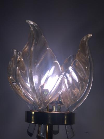 Paolo Venini Magnificent Venini Gold Dusted Murano Glass Leaf Floor Lamp