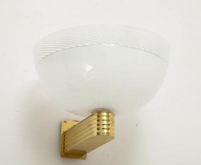 Paolo Venini Pair of Vintage Venini Murano Reticello Glass Sconces