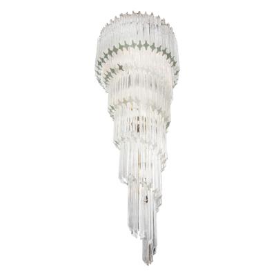 Paolo Venini Paolo Venini Quadriedri Glass Spiral Chandelier 1970s