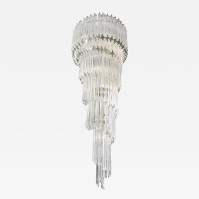 Paolo Venini Paolo Venini Quadriedri Glass Spiral Chandelier 1970s