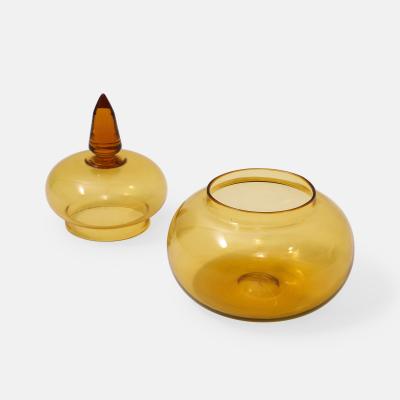 Paolo Venini Rare Apothecary Jar Model 4742 in Amber Glass by Venini
