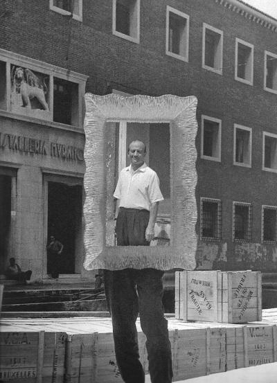 Paolo Venini Rare Clear Moulded Glass Mirror by Paolo Venini