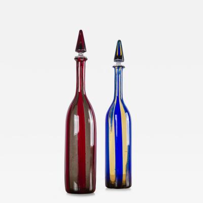 Paolo Venini Rare Pair of Bottles by Fulvio Bianconi and Paolo Venini