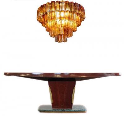 Paolo Venini Venini Modern Gold Amber Color Murano Glass Chandelier or Flushmount 1970