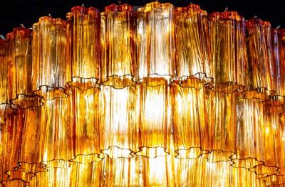 Paolo Venini Venini Modern Gold Amber Color Murano Glass Chandelier or Flushmount 1970