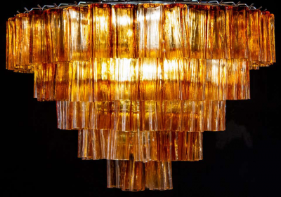 Paolo Venini Venini Modern Gold Amber Color Murano Glass Chandelier or Flushmount 1970