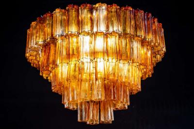 Paolo Venini Venini Modern Gold Amber Color Murano Glass Chandelier or Flushmount 1970