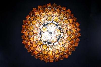 Paolo Venini Venini Modern Gold Amber Color Murano Glass Chandelier or Flushmount 1970