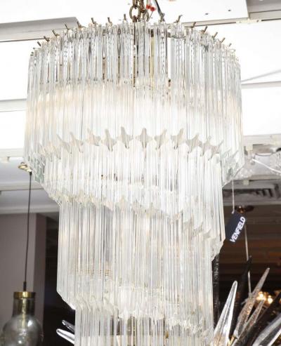 Paolo Venini Vintage 1970s Quadriedri Venini Glass Spiral Chandelier