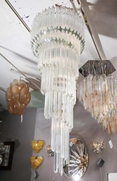 Paolo Venini Vintage 1970s Quadriedri Venini Glass Spiral Chandelier