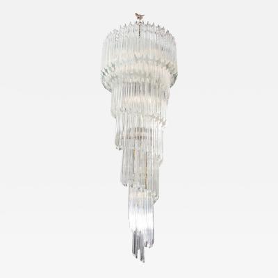 Paolo Venini Vintage 1970s Quadriedri Venini Glass Spiral Chandelier
